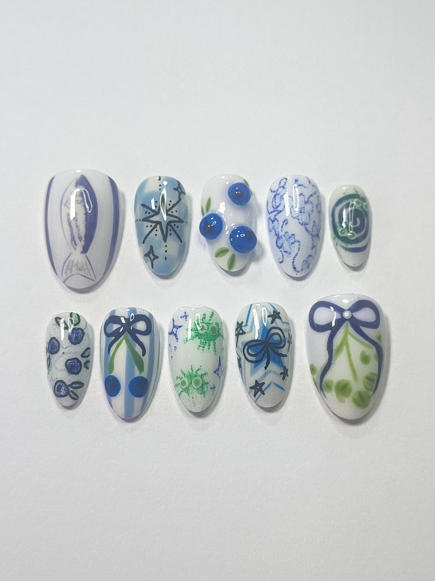"Blueberry Beach Vibes" Press Ons