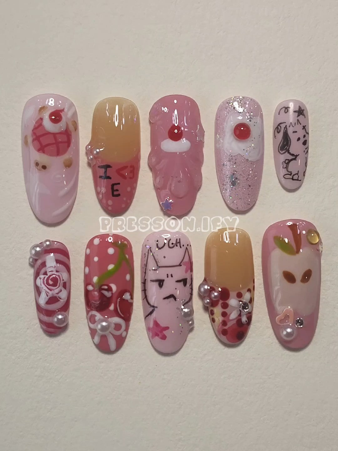Customizable Spring Pink Explosion Press Ons🧁🌷
