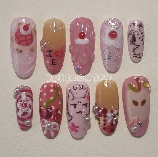 Spring Pink Explosion Press Ons🧁🌷