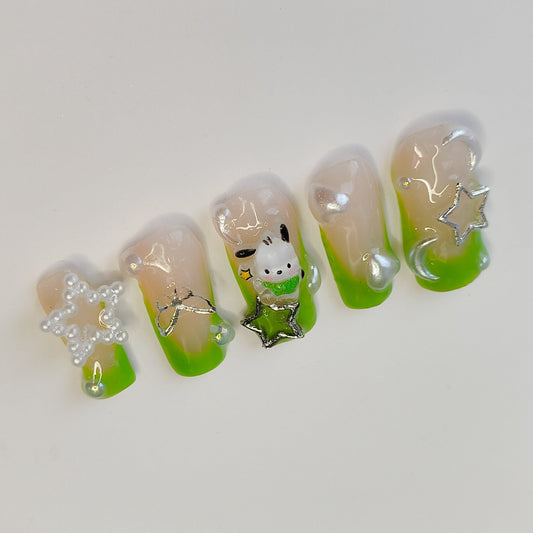 Green Pochacco French Fairy Press Ons - Nailsby3lle.tm