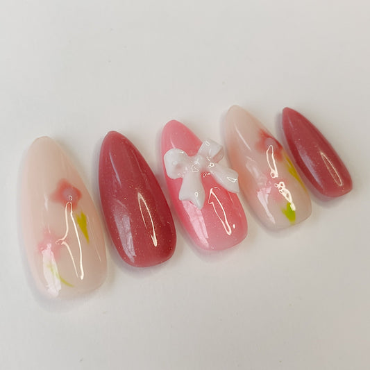 Pink Latte Garden Press Ons !! - Nailsby3lle.tm