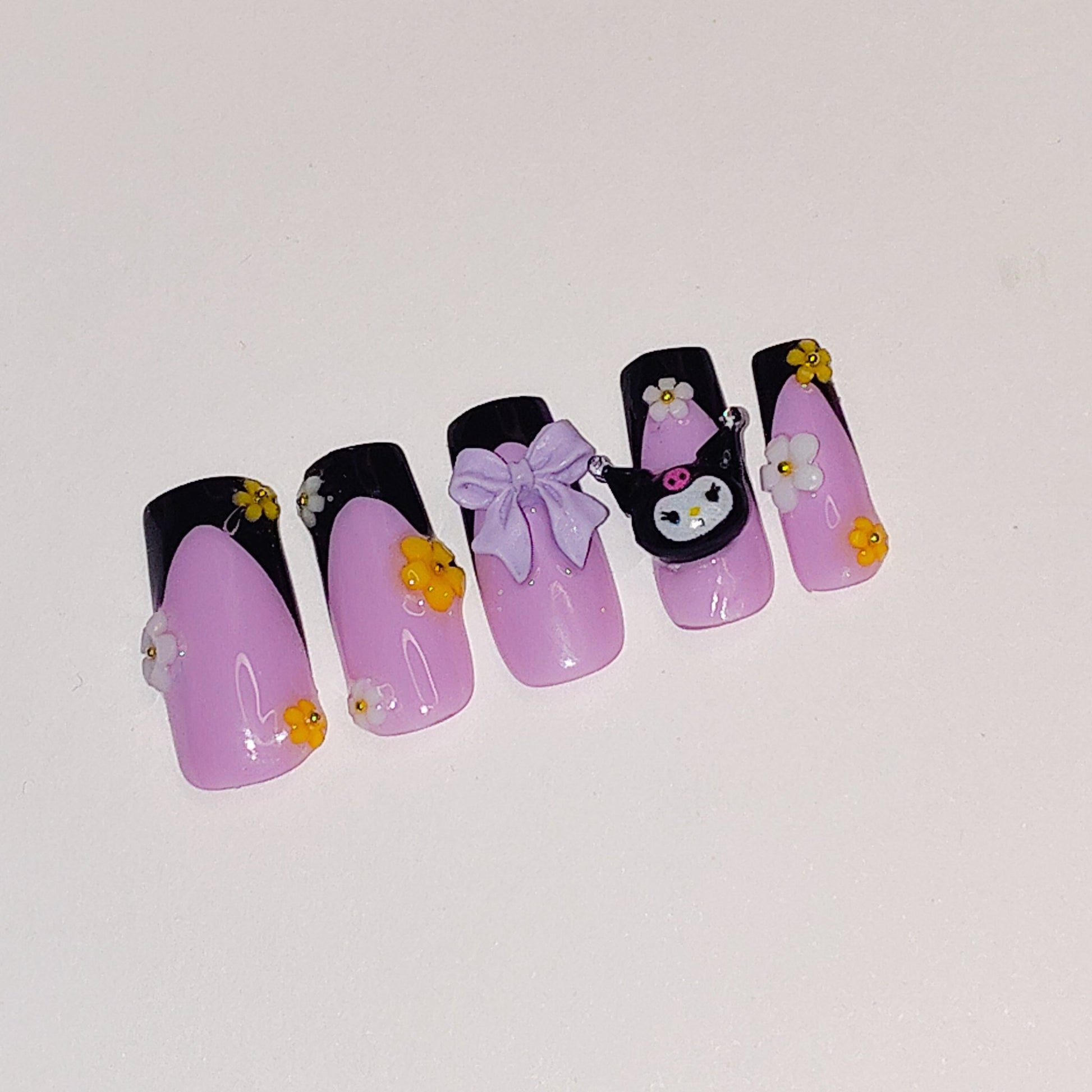 Purple Sanrio Kuromi Kawaii Flower Frenchies - Nailsby3lle.tm