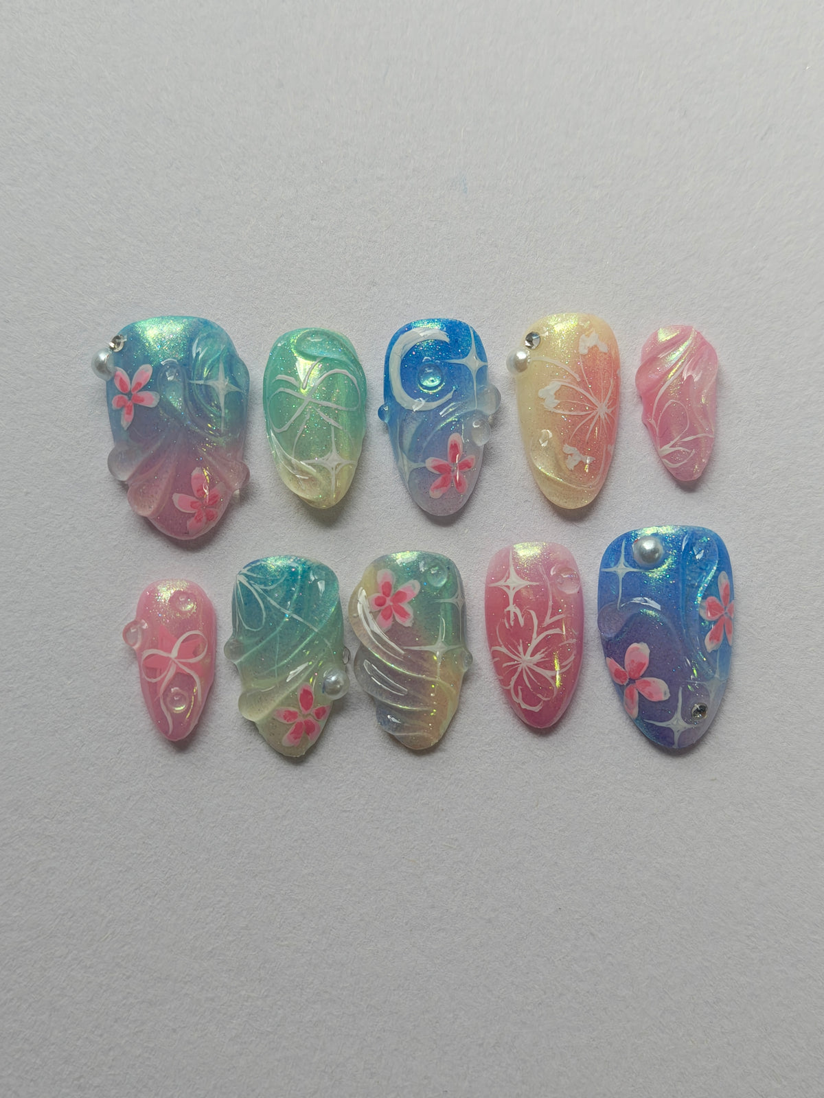 "Whimsical Waters" press ons
