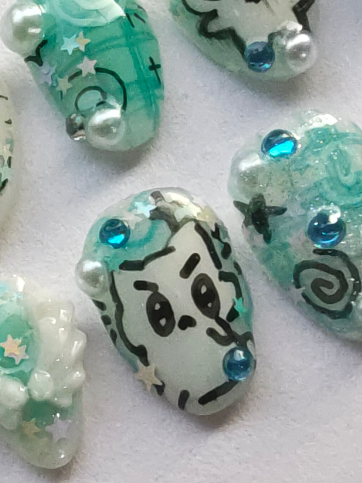 "Silly silly kitties blue ver. " press ons