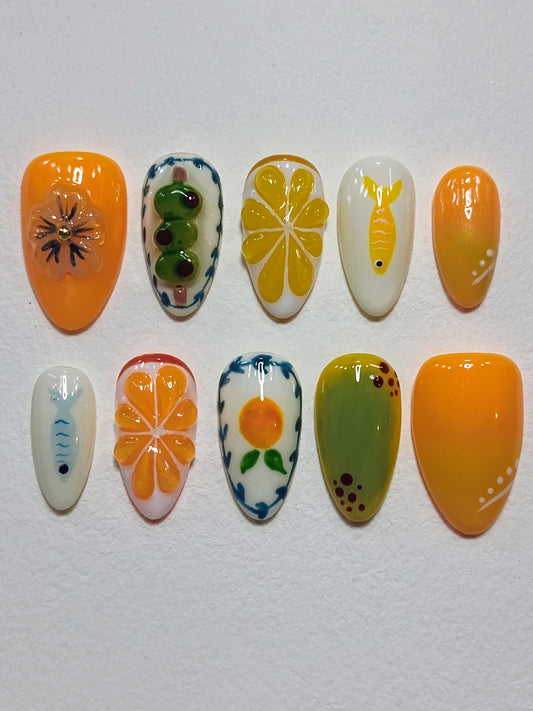 Martinis and Citrus Press Ons 🍸🍊