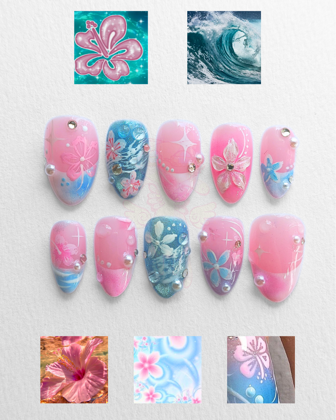 "Tropical Candy Vacay" press ons