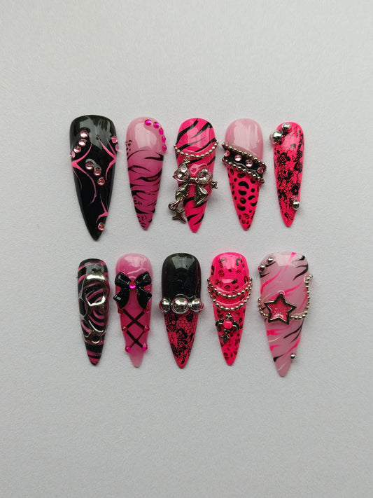 "Pink Pop Punk" press ons