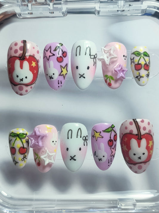 "Sweet Cherry Bomb Miffy" Press Ons