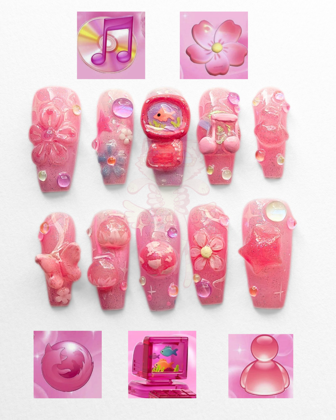 "Fishbowl Fantasy" press ons