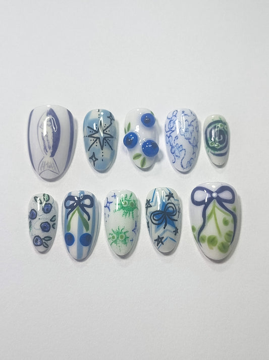 "Blueberry Beach Vibes" Press Ons