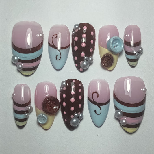 "Baby Blue Neapolitan" press ons
