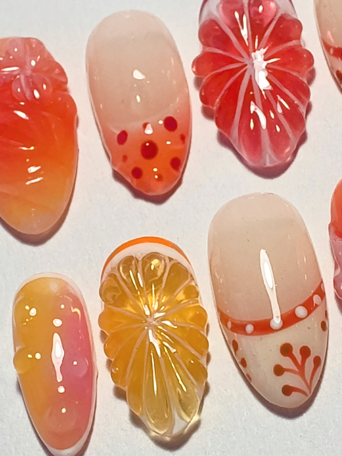 "Blood Orange Summer" Press Ons