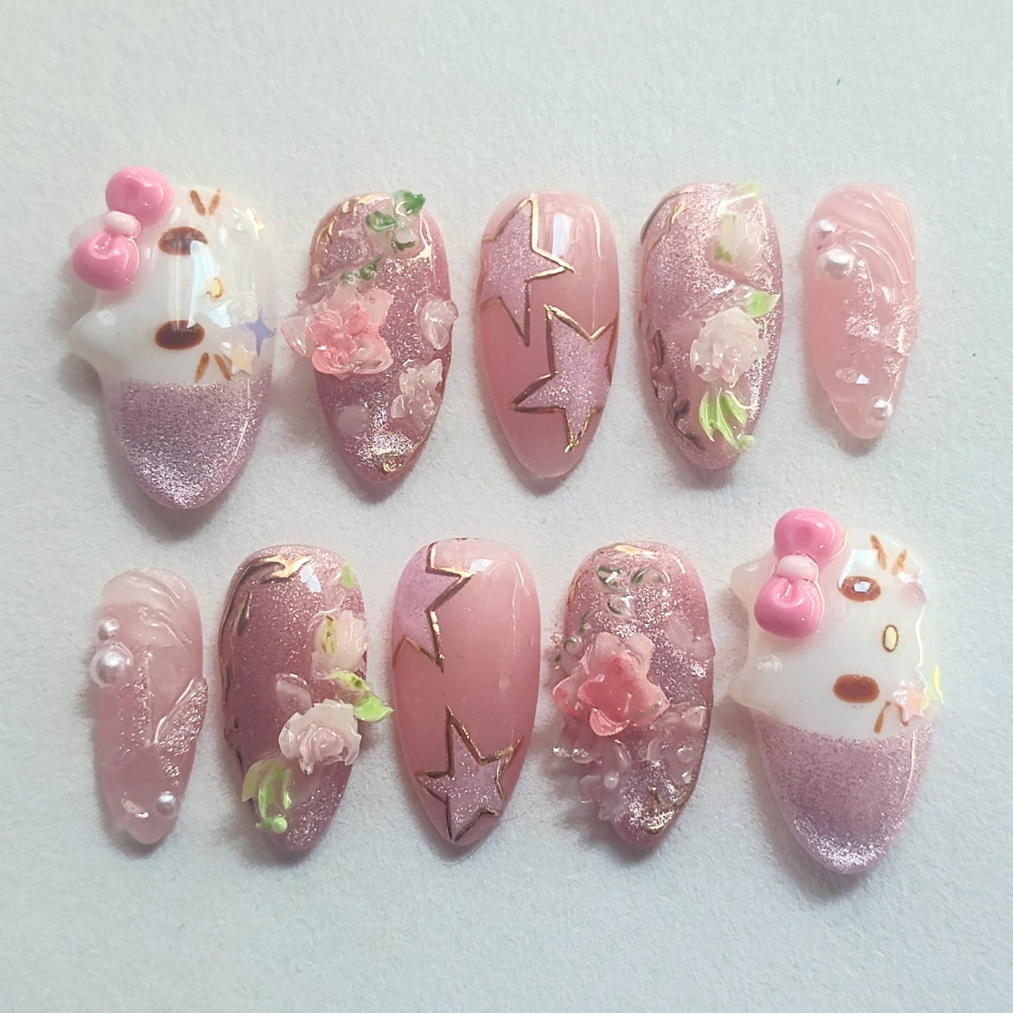 "Glitter Kitty!" press ons