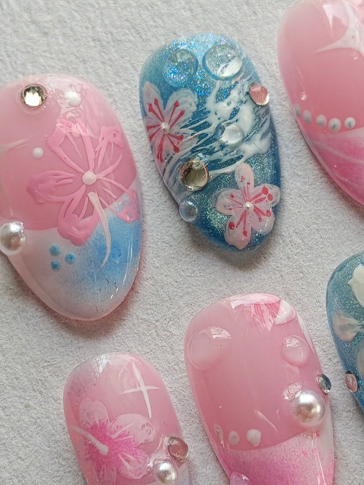 "Tropical Candy Vacay" press ons