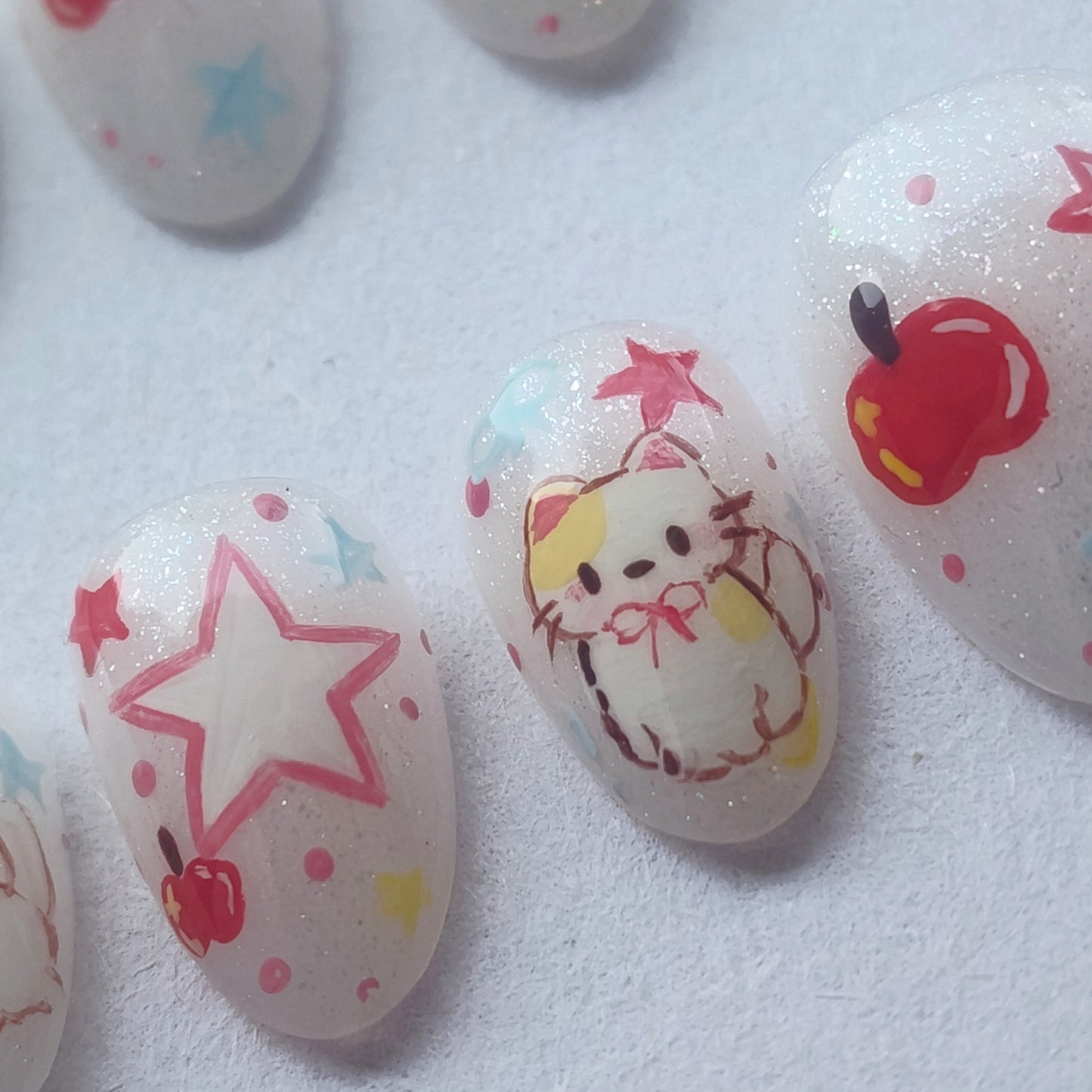 "Apple core kitty" press ons
