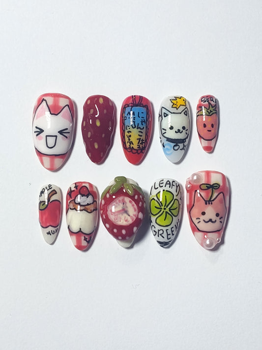 "Fruity Feline" Press Ons