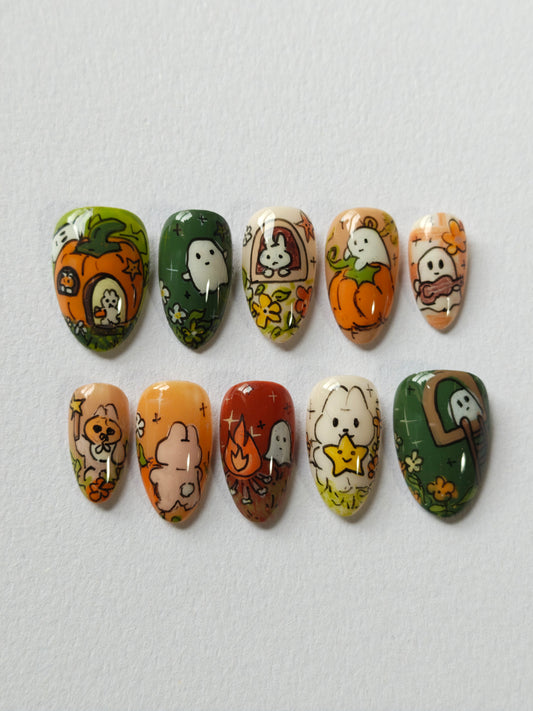 "Bunny Pumpkin Festival" Press ons